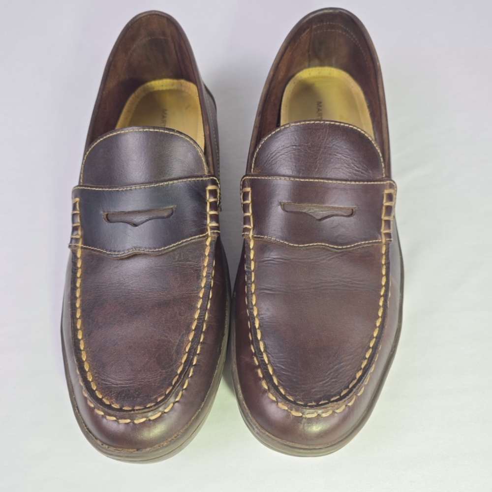 Martin Dingman "Bill" Water Buffalo Leather Penny Loafers - Brown Mens 11W - Picture 3 of 10